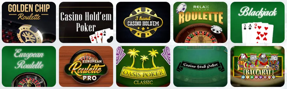 Jeux de table au Legend Play Casino
